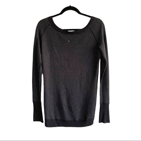 LULULEMON Cashmere Wool Reversible Scoop Neck Long Sleeve Sweater Black Grey 4 - Picture 4 of 15